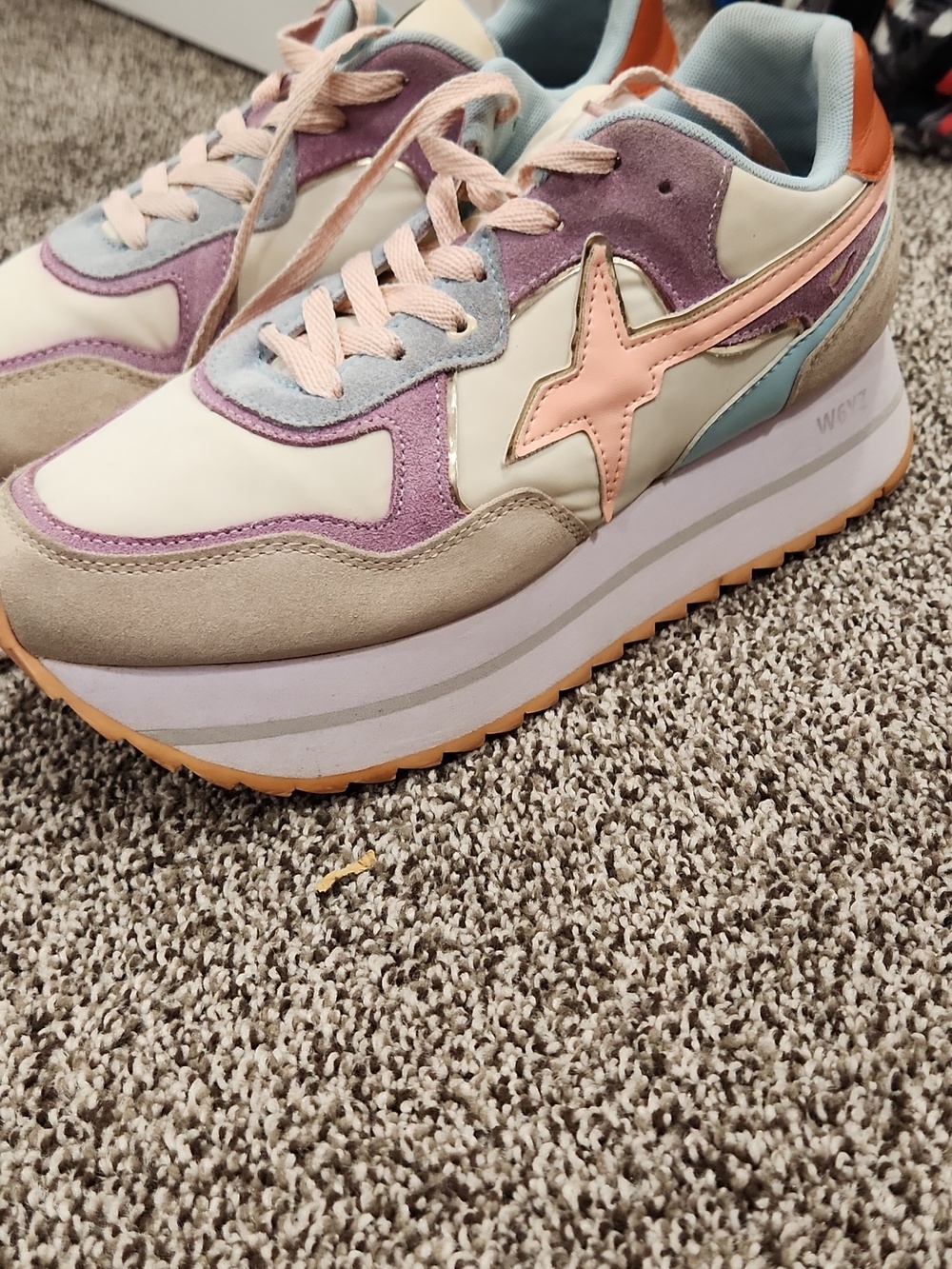 W6YZ Just Say Wizz Platform Sneakers EU40 US8 Beige Multi‎ Colorblock